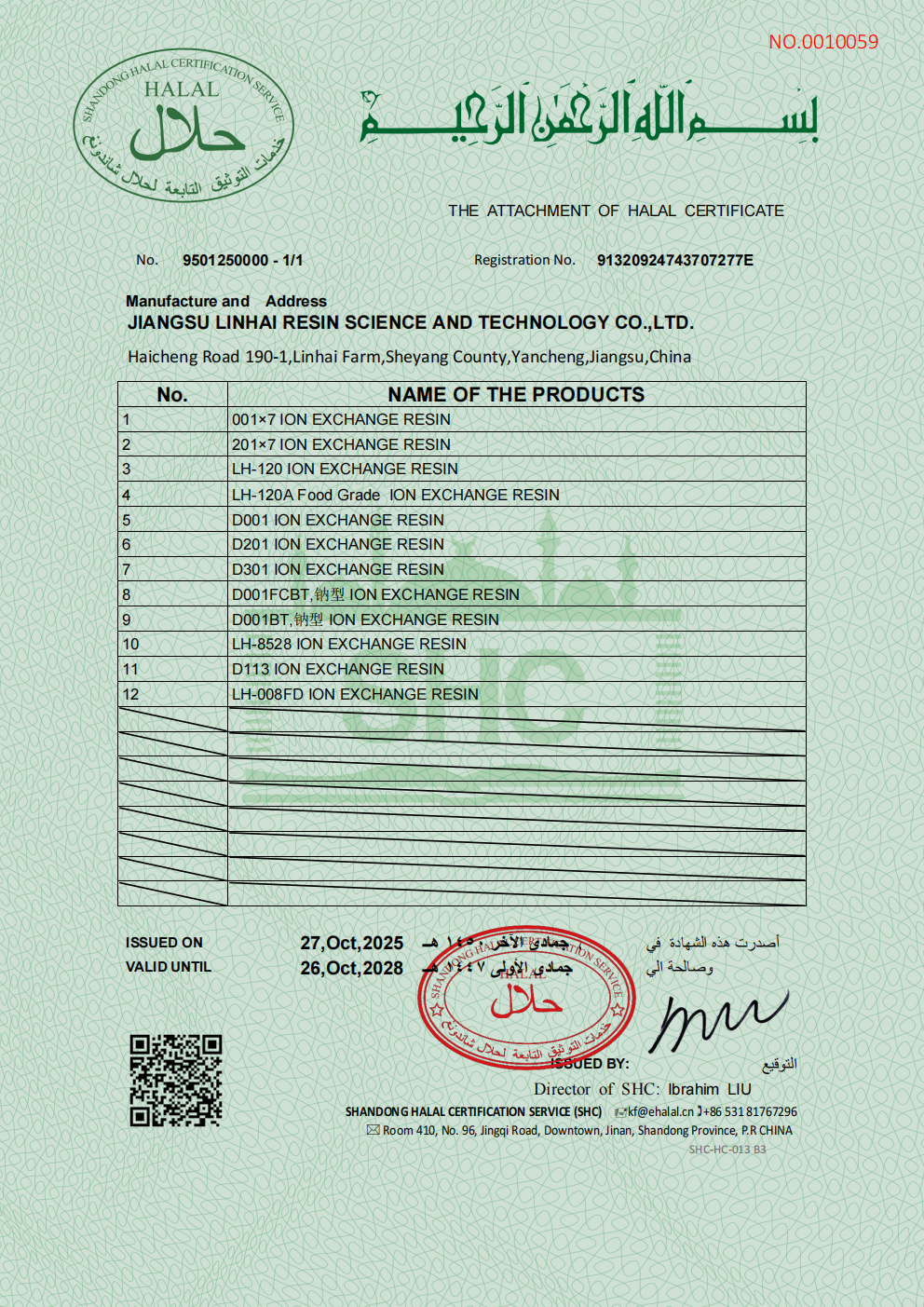 Halal Certified Product List